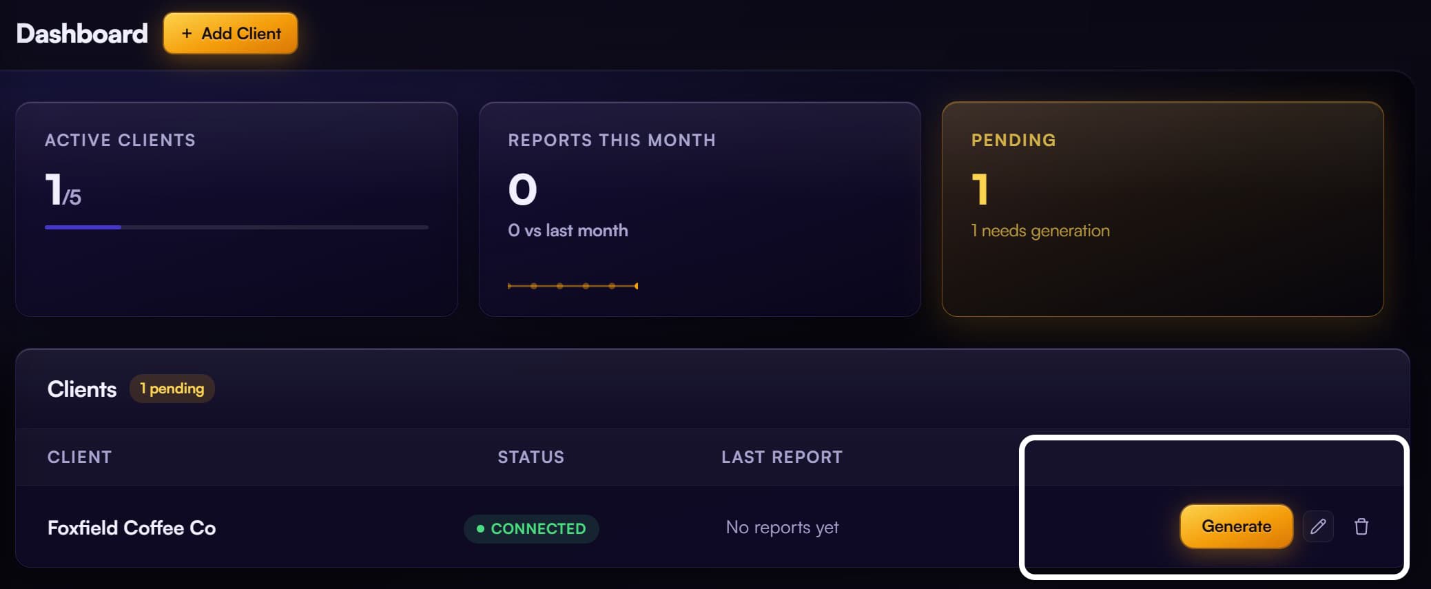 Generate a report in one click